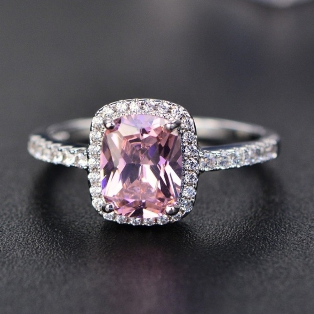 Sterling &Platinum Natural Gemstone White Sapphir - Picture 1 of 4